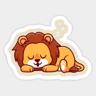 Cute Lion Sleeping Cartoon Sticker